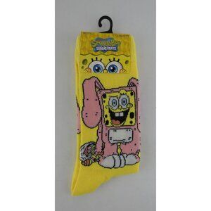 New SpongeBob SquarePants Easter Bunny Socks Yellow Pink NWT 6 12